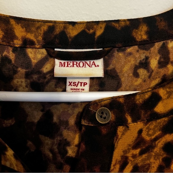 2/$15 Merona - Black Tan Abstract Long Sleeve Mini Dress XS - Picture 5 of 6